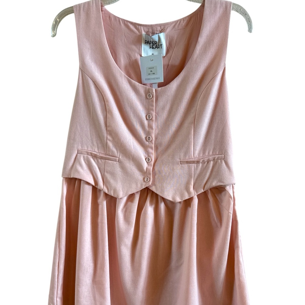 Paper Heart NWT Women’s Linen Blend Pink Sleeveless Vest Dress Size Extra Large‎